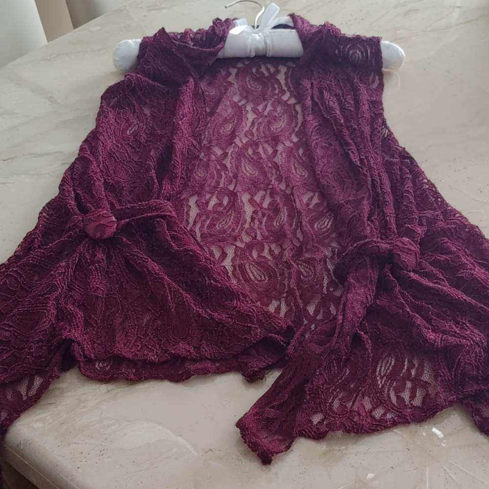 Burgandy Lace vest